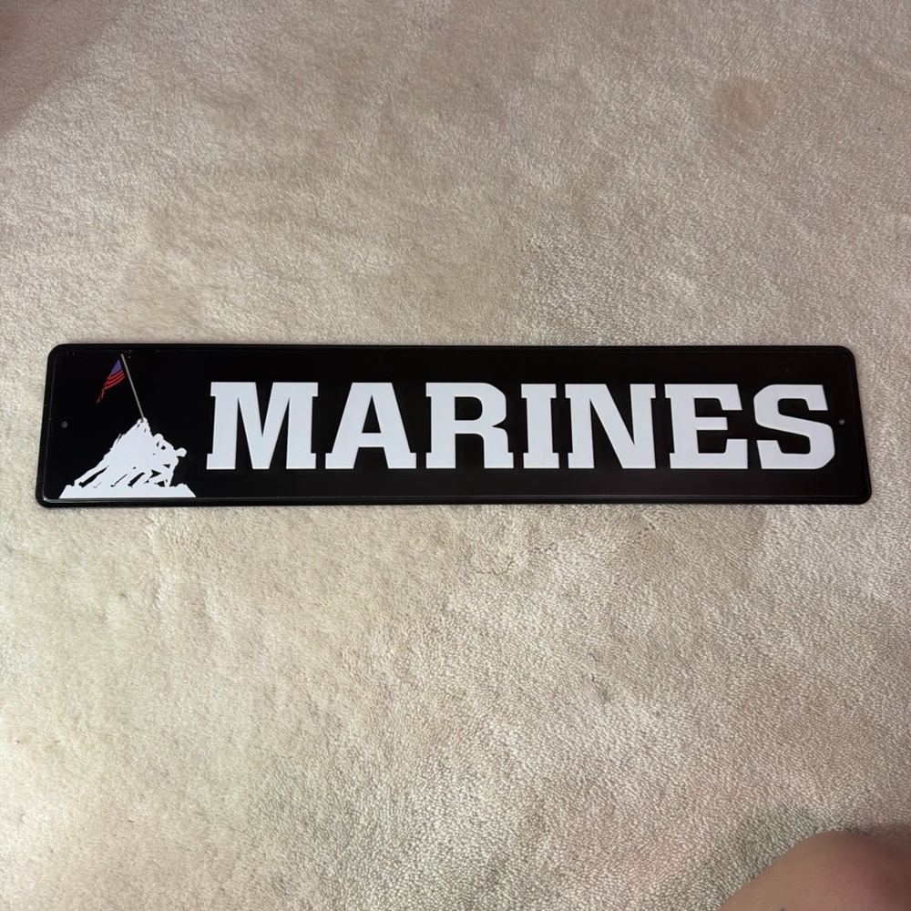 Patriotic Black and White Marines Wall Sign